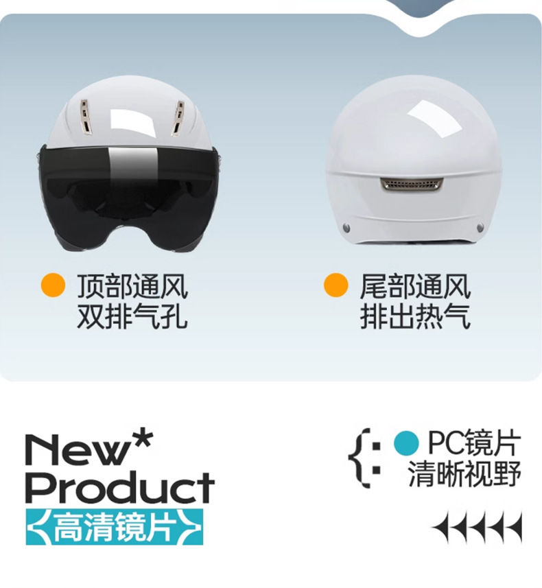 New National Standard Men's Half Helmet Autumn and Winter Electric Vehicle Helmet Women's Motorcycle All-Season Safety Helmet Summer Sun Protection and Warmth