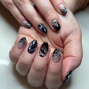 Halloween gradient wearing nail bright fake nails cross-border foreign trade wholesale removable autumn and winter nail 2024 new