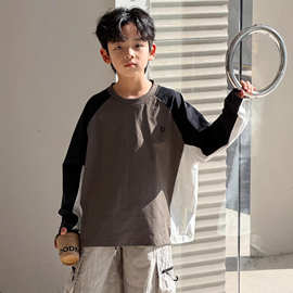 儿童长袖上衣春装2026新款男孩大童春秋t恤男童打底衫内搭可外穿