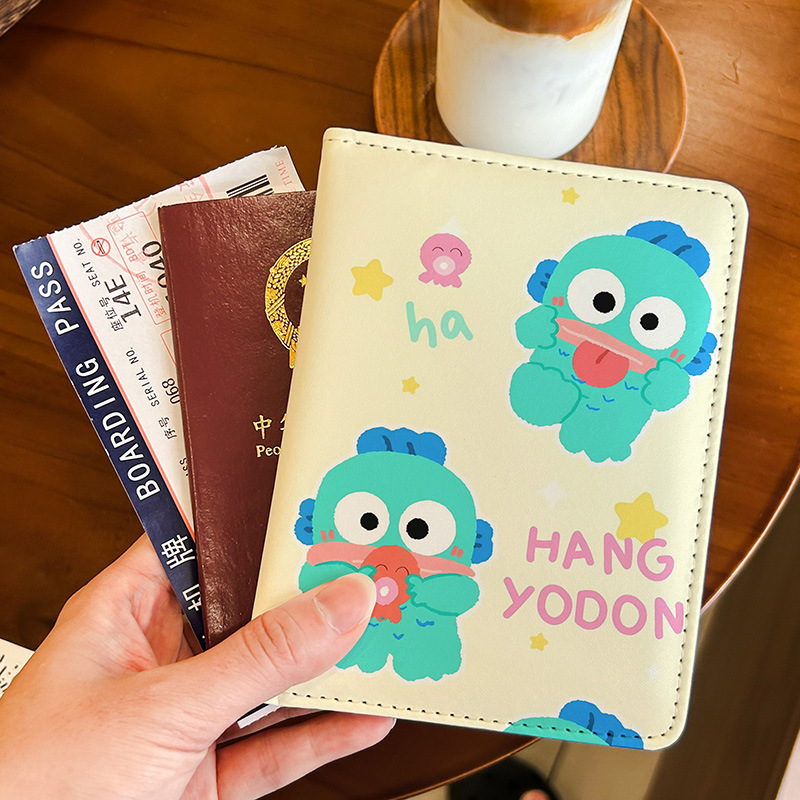 Cute Cat Half-Fishman Passport Holder, Document Bag, Protective Cover, Multi-Functional Card Holder, Portable Storage for Overseas Travel