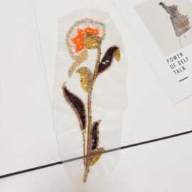 A243立体水晶法绣叠片管珠绣花贴片 手缝珠绣 手工DIY服装配饰