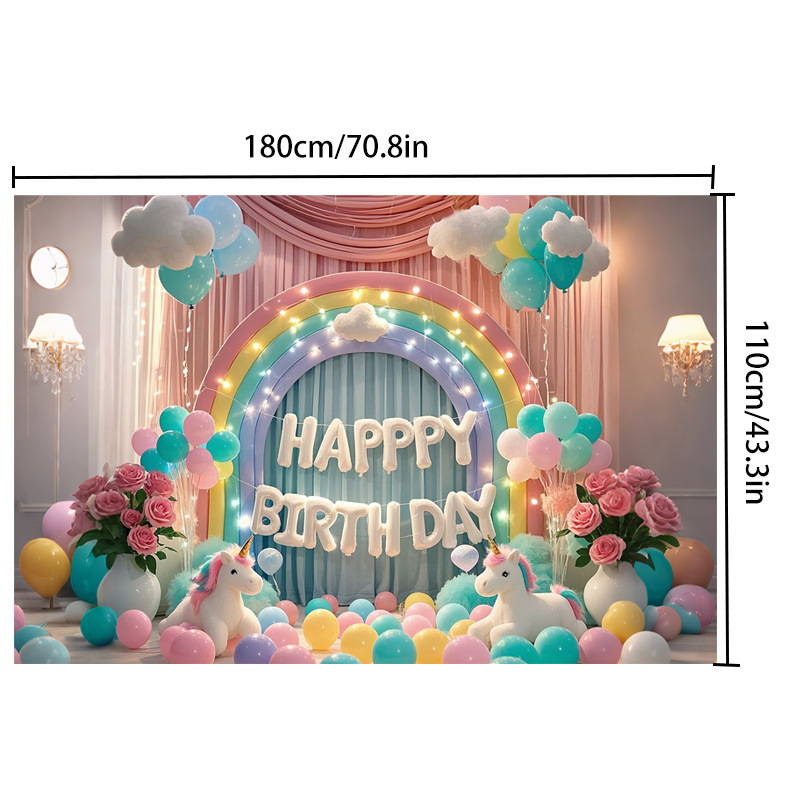 Fondo de cumpleaños para niños de unicornio transfronterizo fiesta de la pancarta de comercio exterior de Amazon fotografía de la tela de fondo accesorios de la foto
