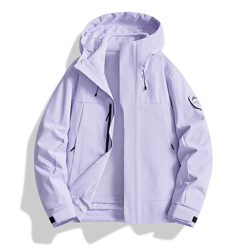 骆陀羽绒冲锋衣三合一女可拆卸新款外套加绒加厚登山服男定制LOGO
