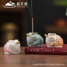 招财迷你金蟾线香炉家用室内香插香座可爱茶台桌面香薰炉摆件香器