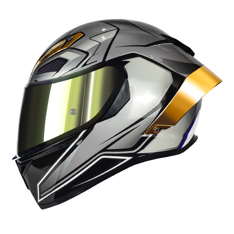 Casco de motocicleta personalizado de fábrica Aurora gris doble espejo casco completo casco locomotora coche eléctrico DOT certificación exterior 3c