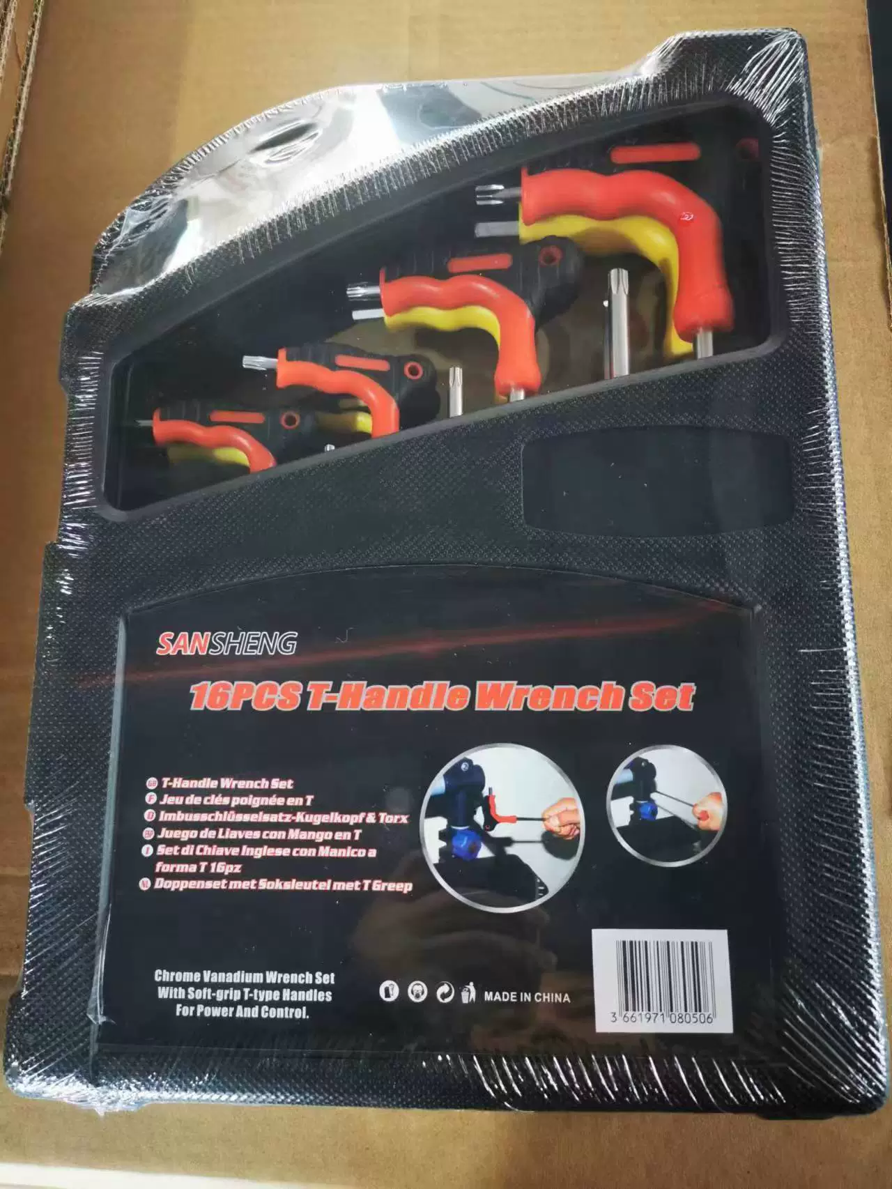 Набор из 16 предметов с пластиковой ручкой Т-образный шестигранный ключ Шаровой ключ с удлиненным звездами Ручной гаечный ключ с шестигранным костюмом