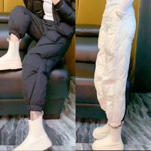 UNMUN时尚显瘦高腰梨型身材九分束脚羽绒棉裤女士冬季新款小个子