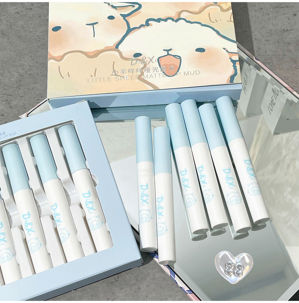 DIXI Little Lamb Miao Miao Matte Lip Gloss Set, 6-color velvet matte Lip gloss, Whitening Orange Brown, versatile for women wholesale undefined