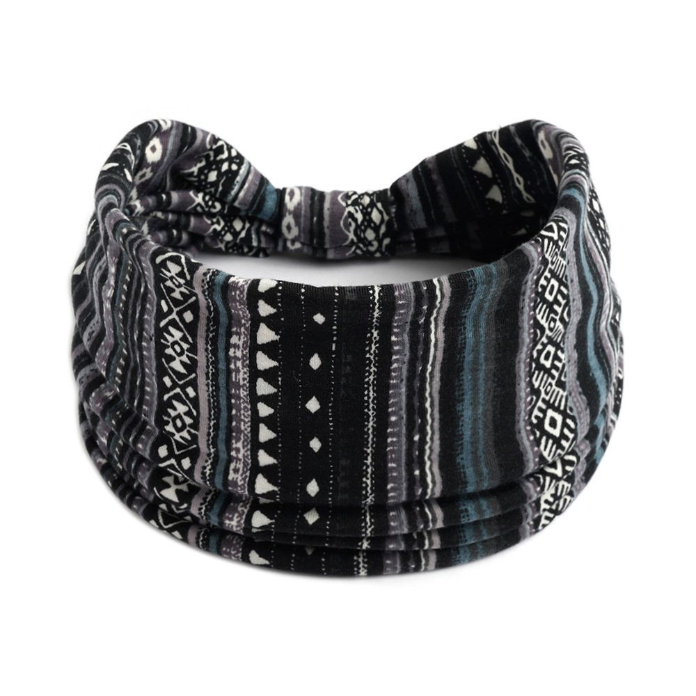 Europa y América nueva impresión elástica deportiva correa de cabello damas banda ancha correa de cabello turbante retrógrado joyas para el cabello de yoga image 152