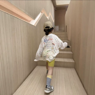 2026夏季新款 韩版童装 女童多巴胺彩色外套 波点字母印花防晒衣