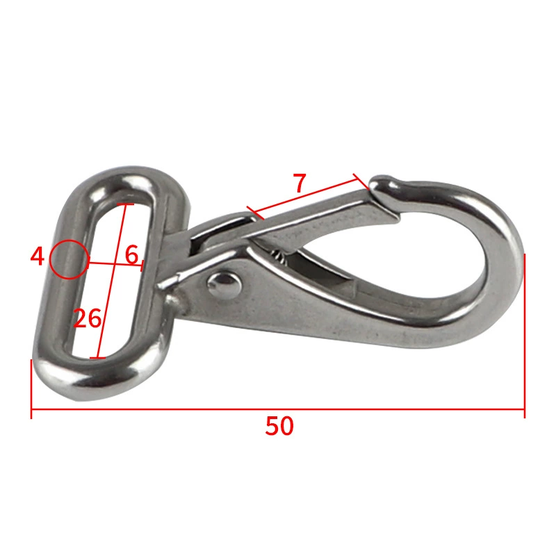 Квадратное кольцо, направленный крючок, фиксированный крючок, плетеный ремешок, крючок, морское оборудование, пружинный крючок из нержавеющей стали 316 304 Z&Y