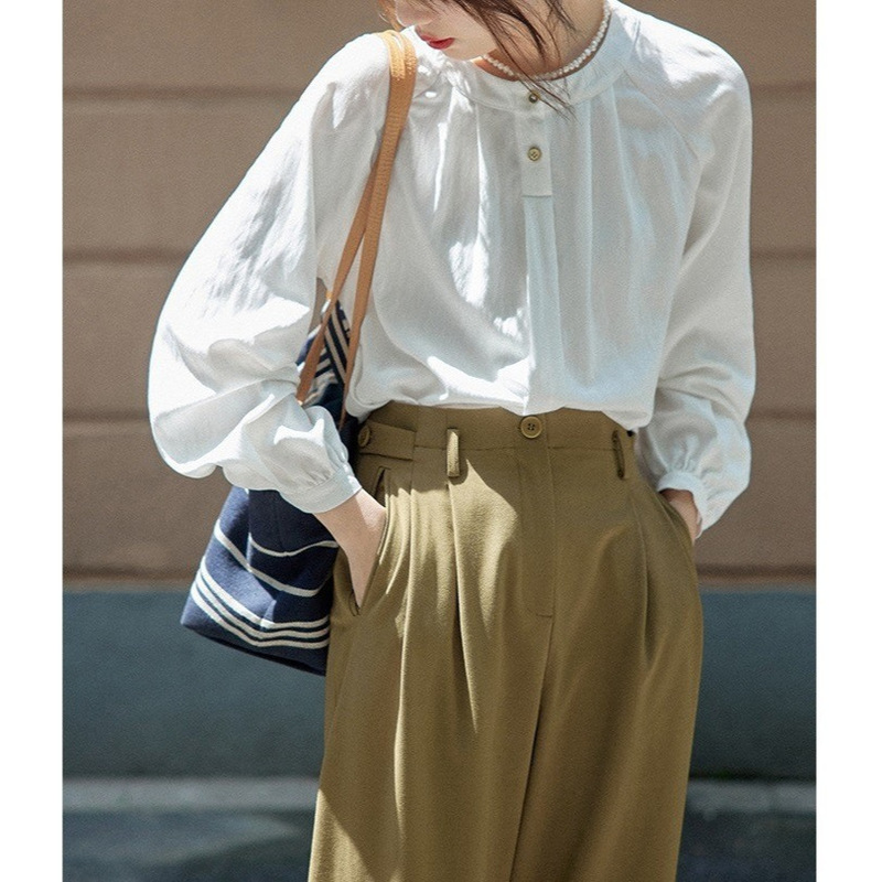 Porto Diary Real Wear Slim French Shirt Top Women's Early Autumn Design Sense Niche Porto Diary Real Wear Slim French Shirt Top Women's Early Autumn Design Sense Niche