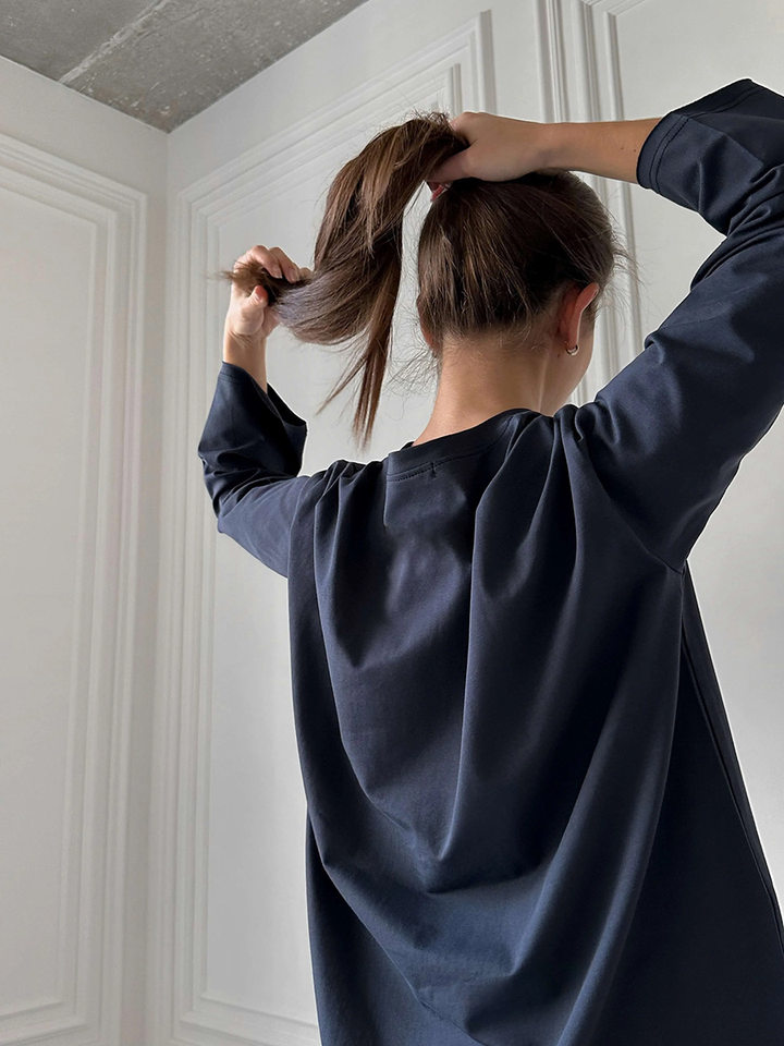 Áo thun nữ cotton 100% cổ tròn tay dài form rộng màu trơn — Màu cà phê, Màu hồng, Màu mơ, Màu trắng chi tiết 16