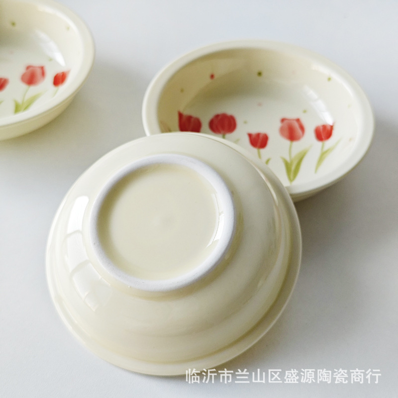 高颜值陶瓷釉下彩4英寸家用陶瓷小盘子蘸料盘菜盘醋碟创意陶瓷小|undefined