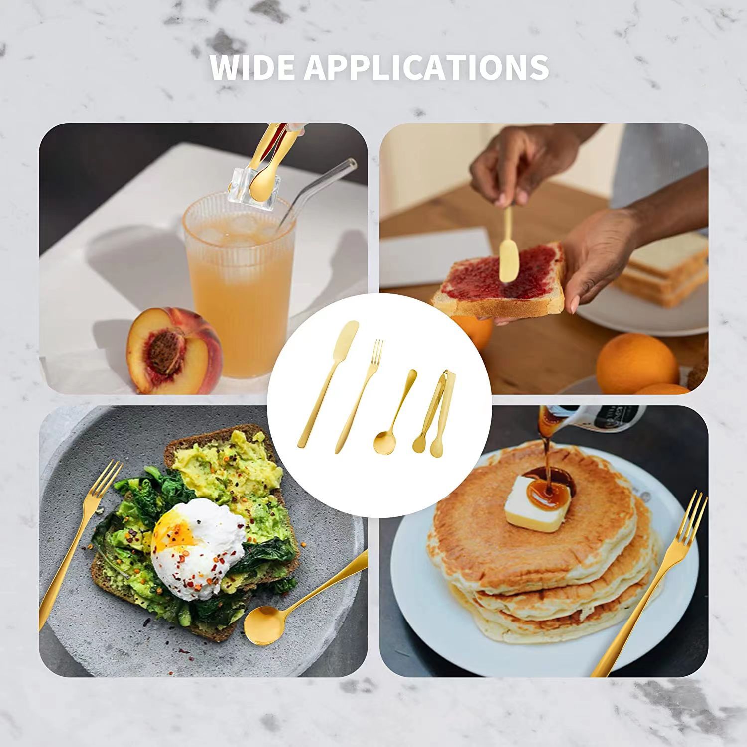 Traje de espátula de mantequilla de queso de acero inoxidable de Venta caliente transfronteriza mini clip de servicio cuchara Tenedor taza de salsa de inmersión conjunto de 18 piezas