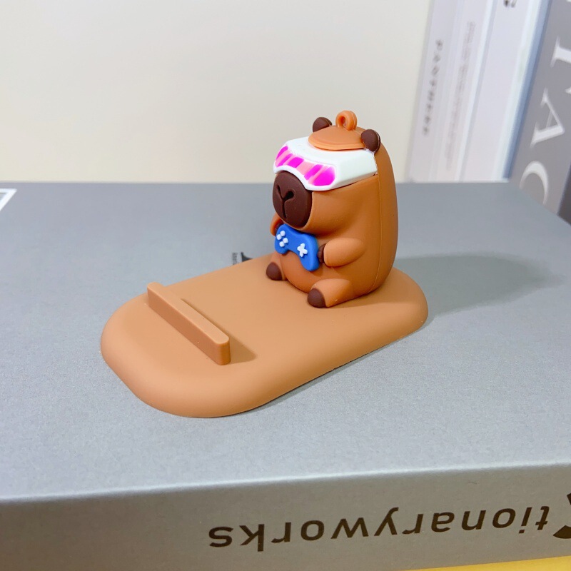 国境を越えてかわいいカピバラカ通公仔怠け者スタンドデスクトップ携帯電話スタンドクリエイティブ置物プレゼント|undefined