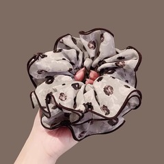 フレンチレトロな花柄ヘアゴム、高級レイジースタイルハイポニーテールヘアロープ、シフォンヘアアクセサリー