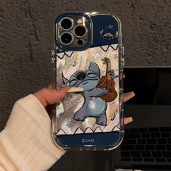 ギターステッチ Apple 16 フェザーガーゼクリーム携帯電話ケース iPhone15promax 漫画 14/13