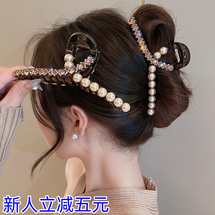 高级感闪钻大号抓夹轻奢百搭鲨鱼夹后脑勺盘发夹|undefined