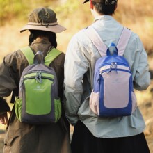 跨境批发2026春夏新款撞色拼接尼龙防水户外背包双肩包登山布包