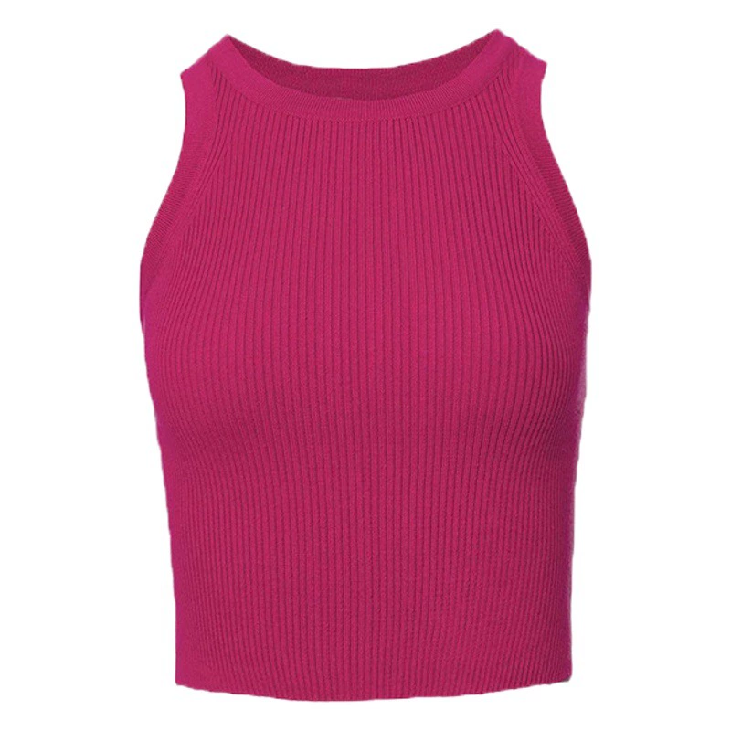 Женский трикотажный жилет для трансграничной торговли, Европа и Америка, лето 2025, однотонный, тонкий, с внутренней подкладкой, короткий, в стиле Y2K