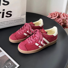 真皮德训鞋女2025蛇年限定红色平底休闲运动鞋百搭板鞋工厂现货