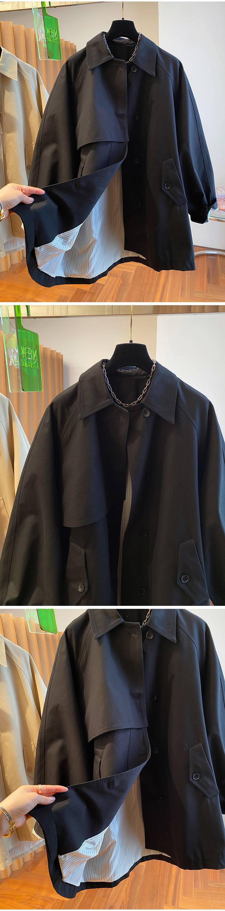 ng2510292 Spring New High-end Mid-length Long-sleeve Trench Coat Women's Loose Casual Korean-style Stylish Workwear Cardigan_ecoleips.com