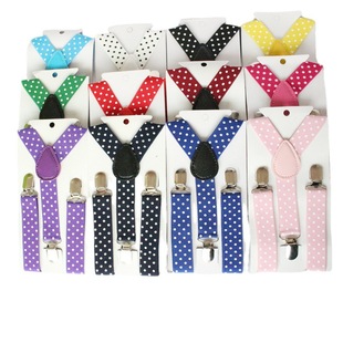 Children's strap clip elastic suspenders baby's printed cartoon polka dot Plaid strap clip children's 3 clip Y