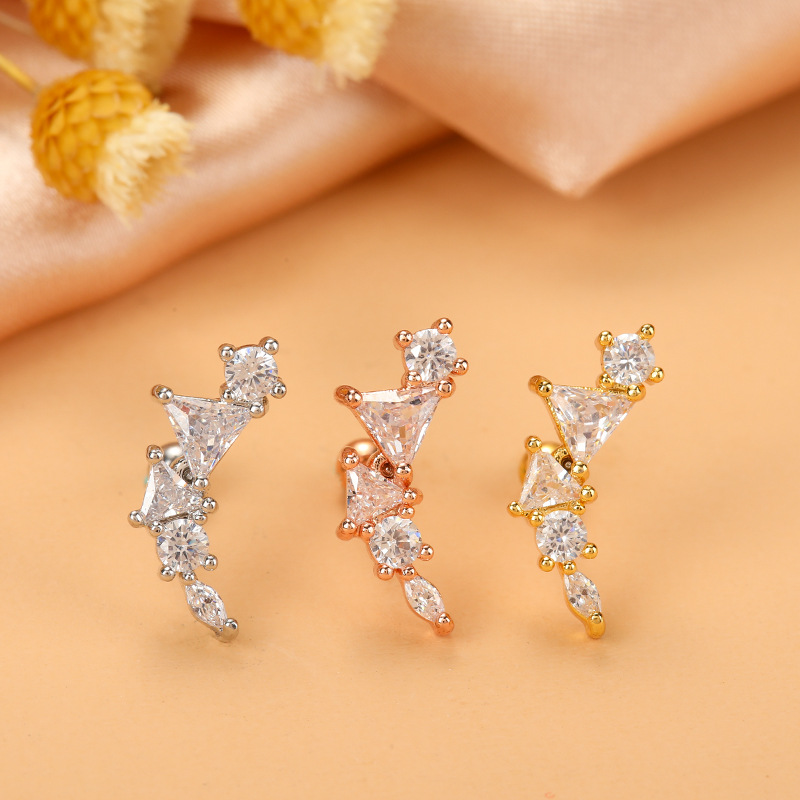 Ethnic Style Star Metal Plating Zircon Ear Studs 1 Piece display picture 14