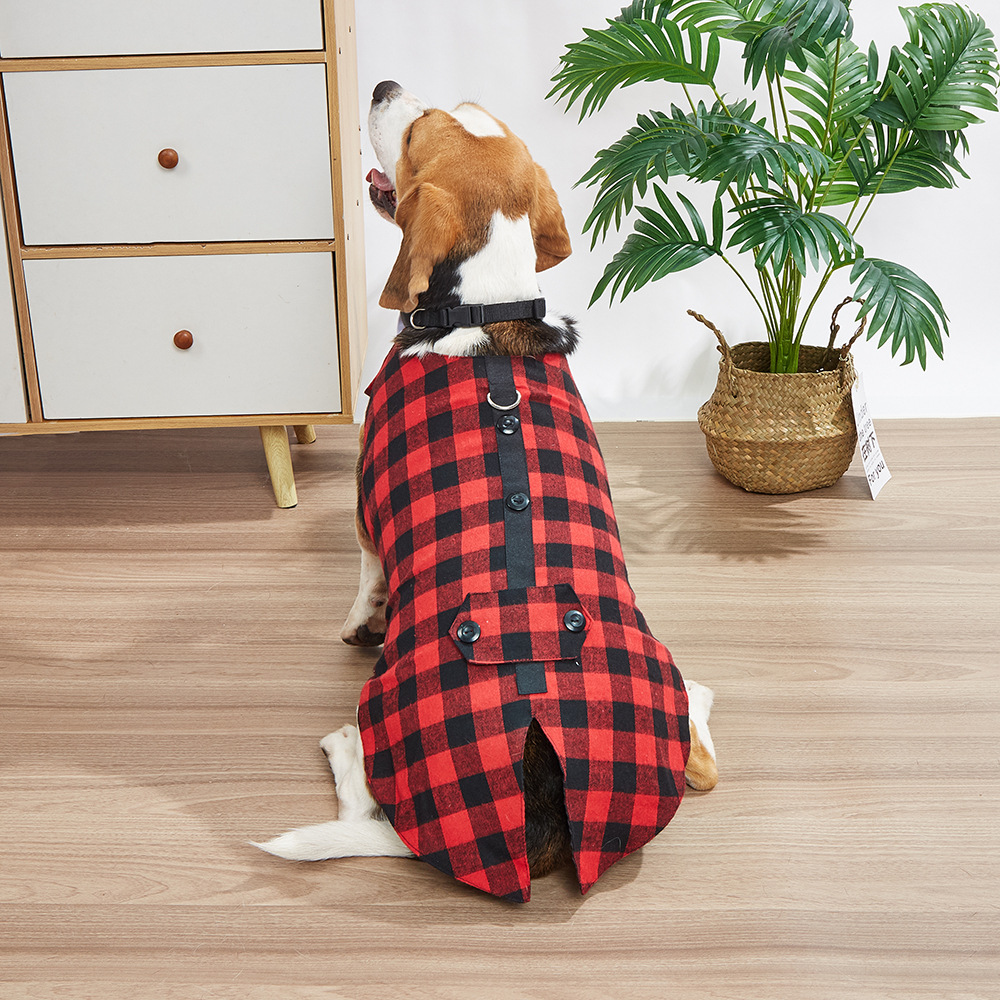 TANPOPO nuevos productos transfronterizos ropa para mascotas bufanda roja y negra a cuadros para mascotas ropa de Navidad para mascotas esmoquin