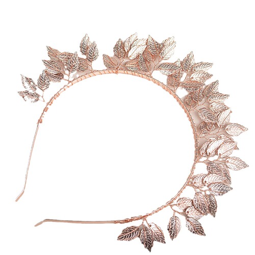 Factory direct sales bridal headwear hand-woven headband alloy copper wire forest leaf crown hair accessories wedding accessories for women