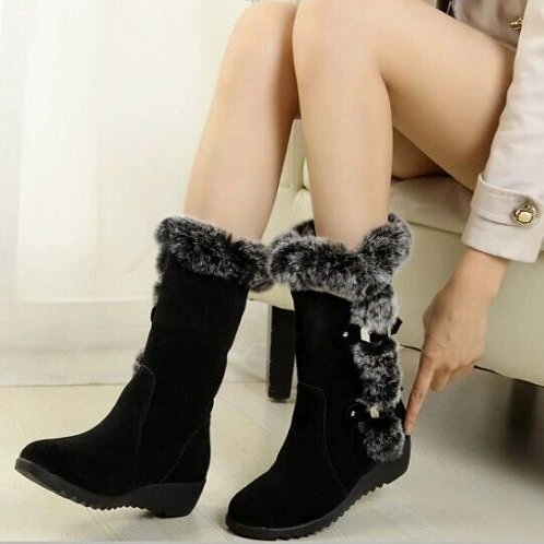 Mid‑length winter platform boots, plus size, sizes 35–42, brown or black