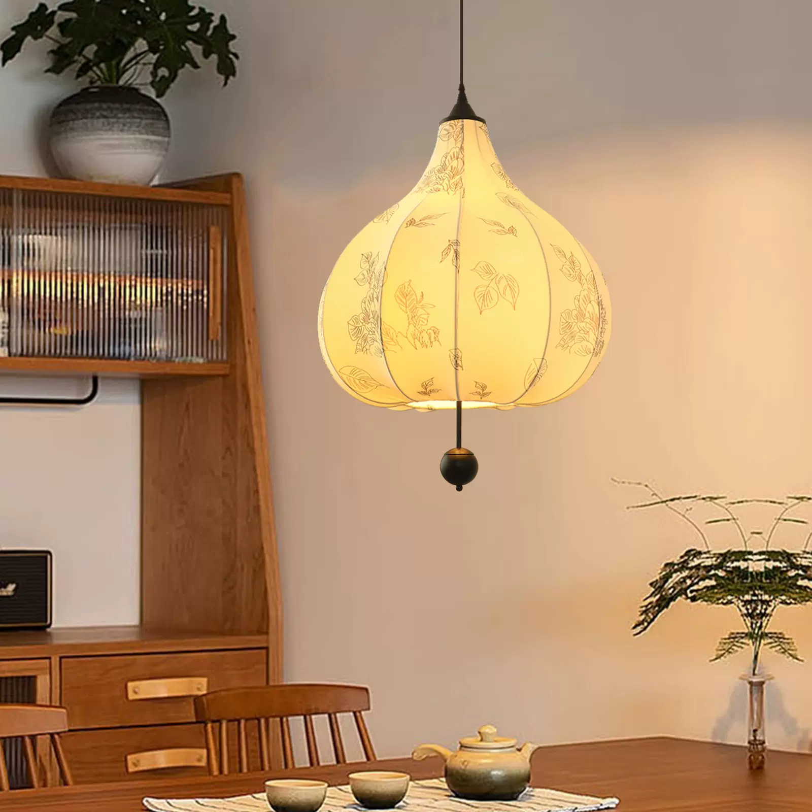 法式中古客厅吊灯布艺吊灯创意复古花纹卧室餐厅衣帽间吧台栗子灯