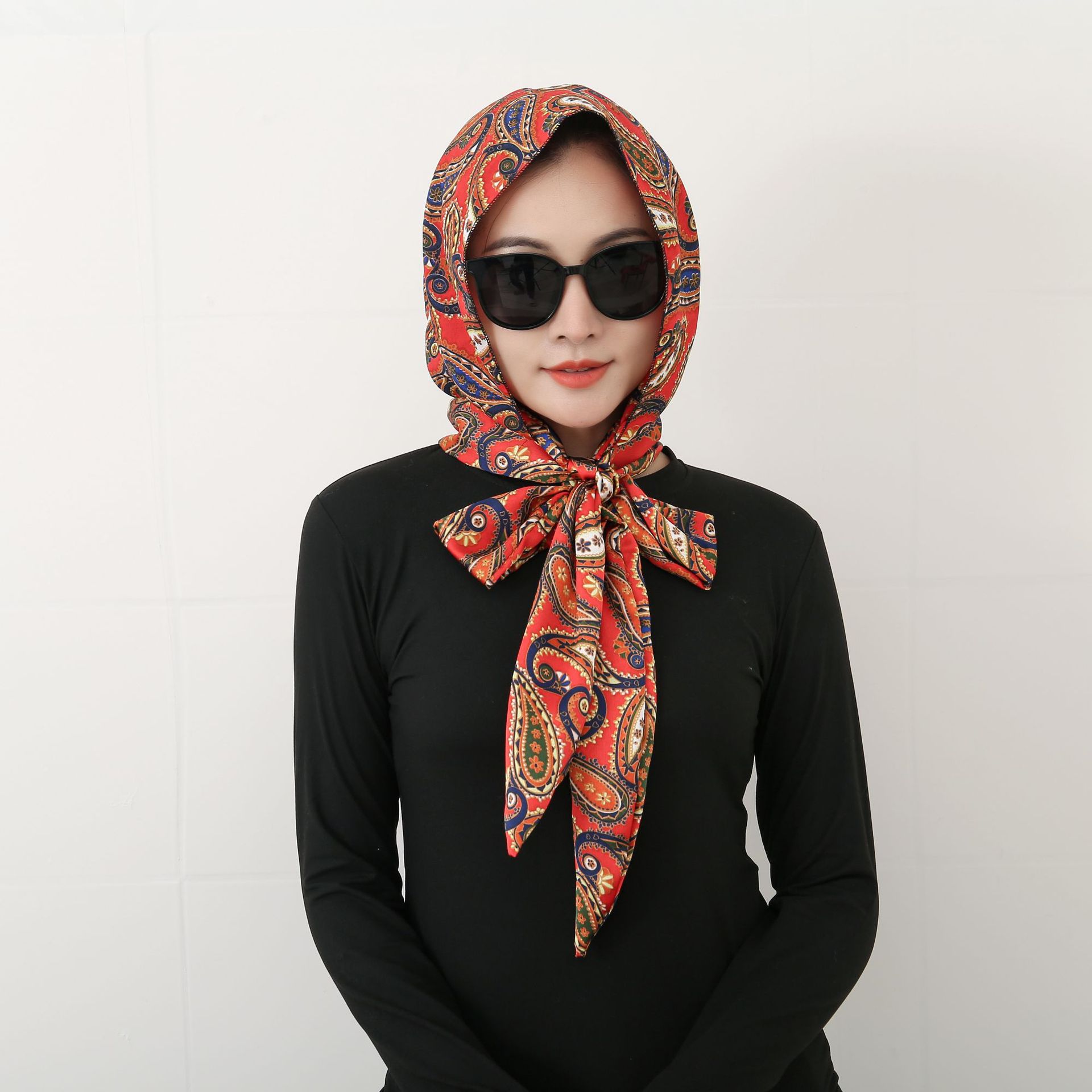 90g Weight Silk Scarf Classification Daily Occasion Satin Material Flower Pattern Summer, Spring Season Women's Gender Printing Design Elegant, Retro Style Women's Elegant Retro Flower Satin Printing Silk Scarf 17