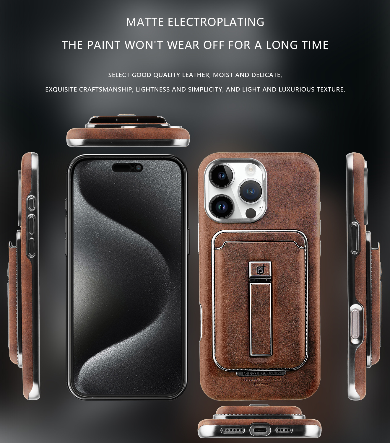 Ốp lưng da từ tính cao cấp có khe đựng thẻ cho iPhone 16/17 Pro Max — Mẫu thẻ hút từ tính [màu nâu thanh lịch], Mẫu thẻ hút từ tính [Moka nâu], Mẫu thẻ hút từ tính [đen quý phái], Mẫu thẻ hút từ tính [màu đỏ] chi tiết 9