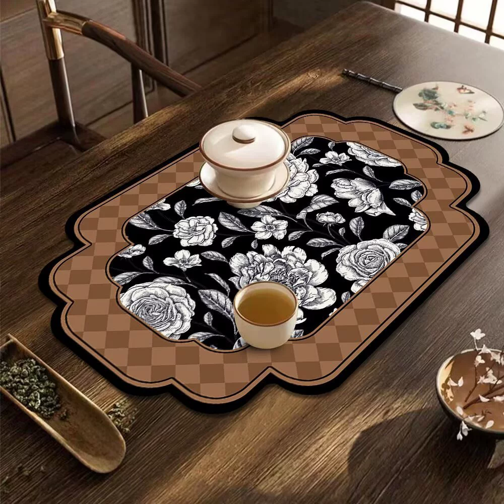 Новый китайский чайный коврик в средневековом стиле, изоляционный коврик для чайного стола, чайный сервиз, чашка для чая, чашка для чая, подставка для чашки, изоляционный диатомовый впитывающий коврик