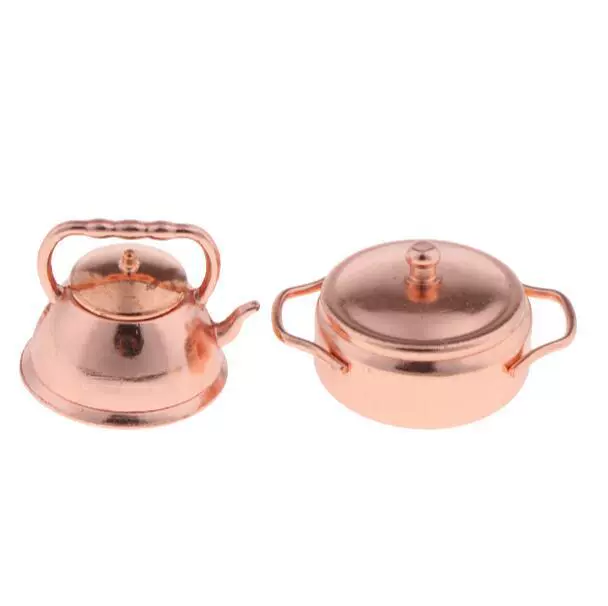 Realistic small doll house, copper set, scale 1:12, 3 pieces