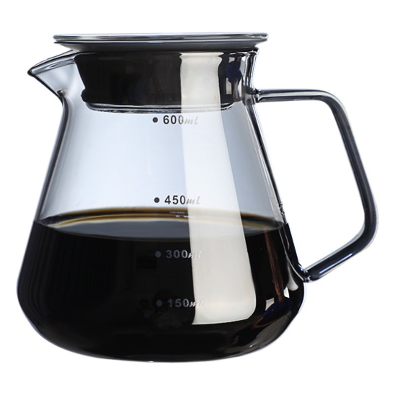 Coffee Pot Made of High Borosilicate Heat-Resistant Glass, Suitable for Hand-Brewed Coffee, Moka Pot with Wooden Stand and Filter Funnel, Customizable with Logo