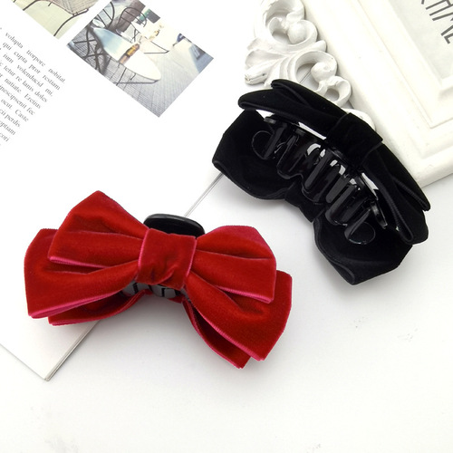 French butterfly clip with black velvet hair clip, trendy and elegant hair accessory for Korean, new style hair pin for the back of the head