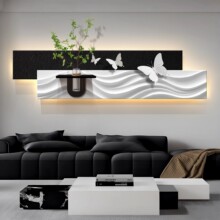 现代轻奢客厅装饰画高级感立体砂岩壁画水培绿植沙发背景墙挂画