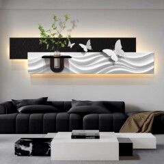 现代轻奢客厅装饰画高级感立体砂岩壁画水培绿植沙发背景墙挂画