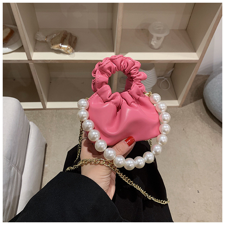 255g Weight Beading, Pearls Fashion Element Clasp Frame Closure Type Top Handle, Chain Strap Type Crossbody Bag Bags Type Casual, Daily, Shopping Occasion Pu Leather Material Solid Color Pattern All Seasons Season Kid'S Gender Cute Style Bucket Shape Kid'S Pu Leather Solid Color Cute Beading Pearls Bucket Clasp Frame Crossbody Bag 12