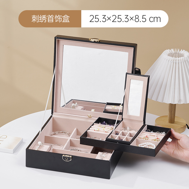 Boda cumpleaños alta sensación caja de joyería anillo de gran capacidad relojes pulseras portátiles con joyería caja de almacenamiento de bloqueo al por mayor