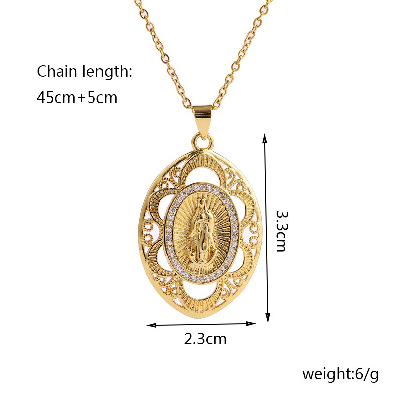Fashion Holy Mary Copper Inlaid Zircon Necklace Wholesale display picture 1
