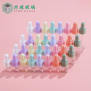 1ml2ml3ml5ml transparent dropper bottle color rubber head essential oil sub-bottling small sample bottle travel sub-bottling glass bottle