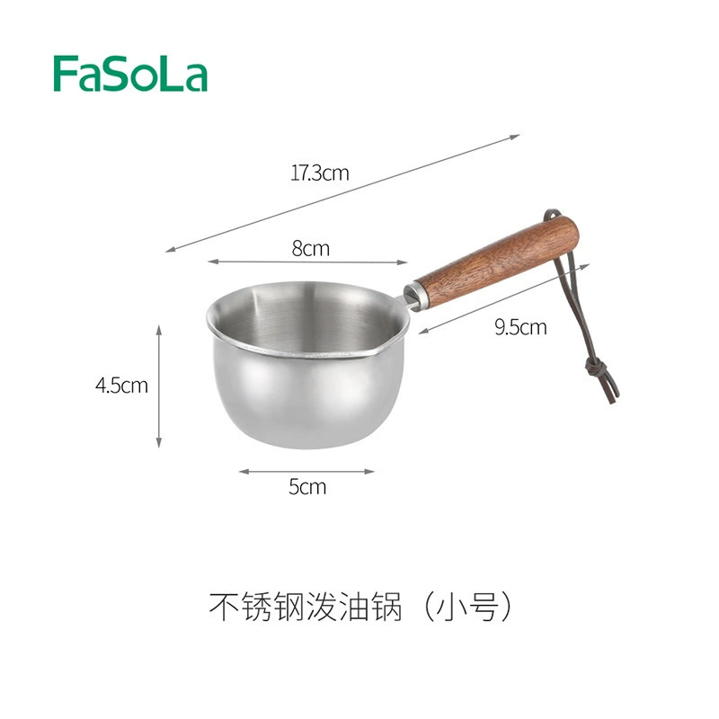 FaSoLa Бытовая кастрюля из нержавеющей стали для разбрызгивания масла, кухонная кастрюля с деревянной ручкой, с защитой от ожогов, трехслойная утолщенная кастрюля для стекания масла