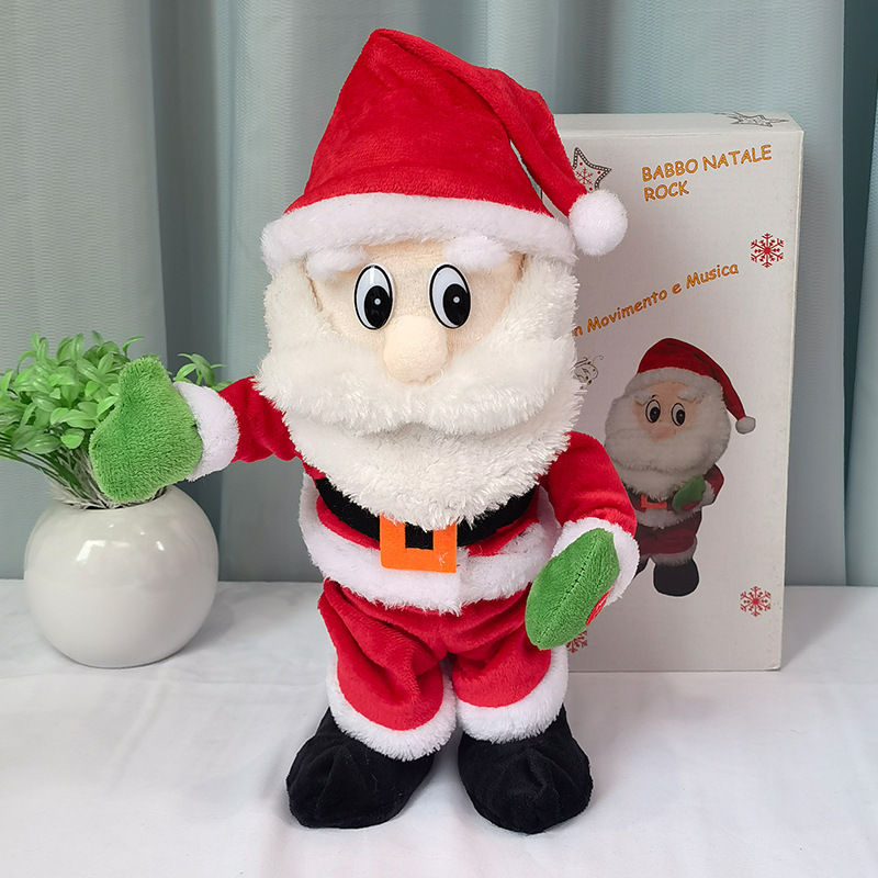 国境を越えた新しいクリスマス玩具トランポリンサンタクロースクリスマスヘラジカは歌うクリスマス装飾品を踊る|undefined