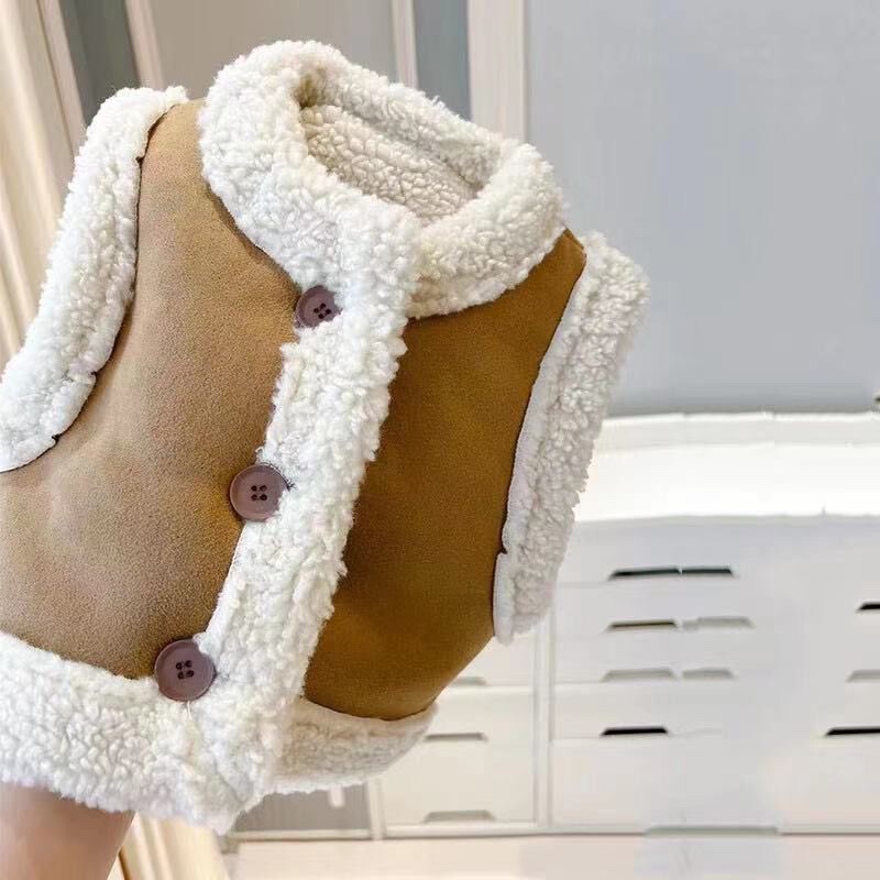 Dog Cat Lamb Wool Vest Autumn and Winter New Korean fleece-lined Warm Vest Cotton Clothes