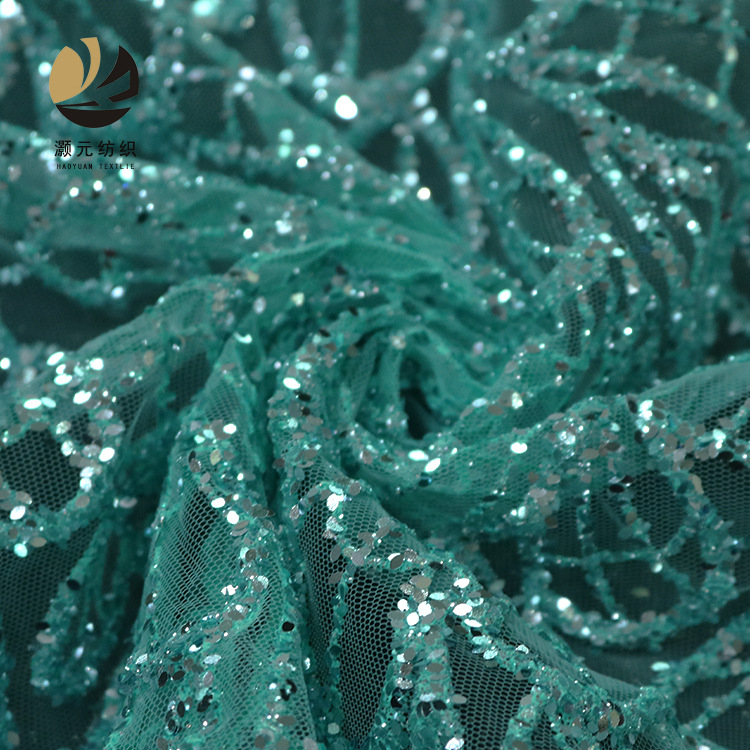 2024 nuevo hilo de malla espumante de plumas polvo de poliéster polvo de oro pulverizado tela de vestido de boda