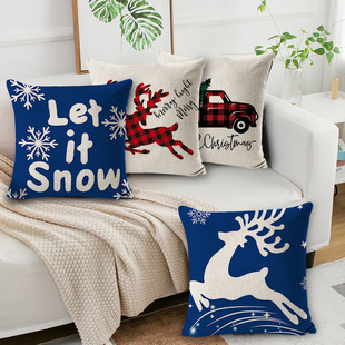 2023 New Christmas Pillow Cover Living Room Decoration Linen Super Soft Sofa Cushion Cover Car Lumbar Pillow Cover